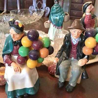 Royal Doulton Balloon Man and Woman Porcelain Figurines