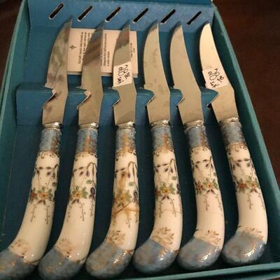 Antique Porcelain Handled Steak Knives