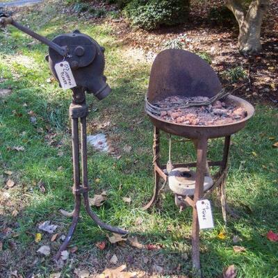 Champion hand cranked blower and forge
