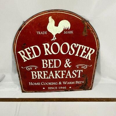 Red Rooster Reproduction Sign - Metal