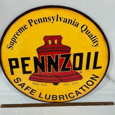 Round Penzoil Sign - Reproduction