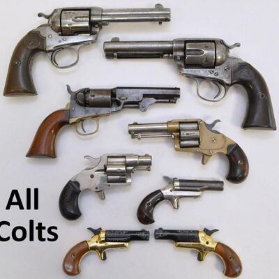 Several Colts incl. Bisley, 1849 Pocket, Cloverleafs, Derringers