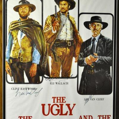 Signed poster of The Good, The Bad and The Ugly movie