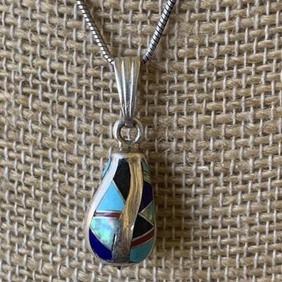 Sterling silver handmade inlaid Pendant with Chain