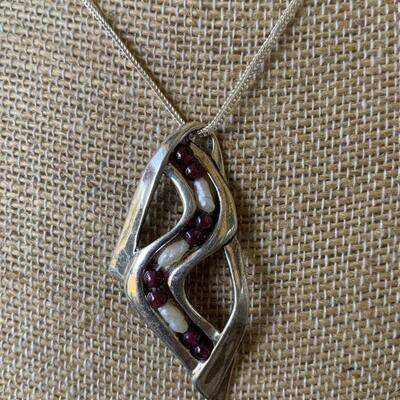 Artisan-Made Freeform Sterling Silver Pendant on Chain