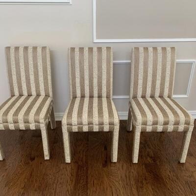 (3) Striped Upholstered Side Chairs