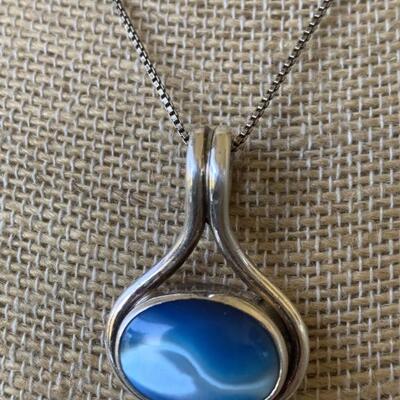 Sterling Silver & Cat’s-Eye Taxco Mexico Pendant