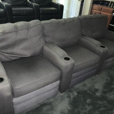 Media/Theater Room Seating, 3 Recliners
