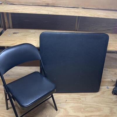 Blue Folding Card Table with 1 Folding Chair