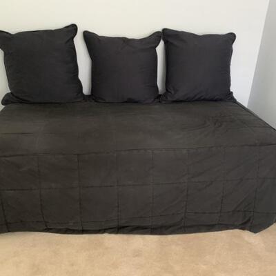 Daybed/Trundle Bed with Black Cover & 3 Cushions. Includes the 2 mattresses pictured