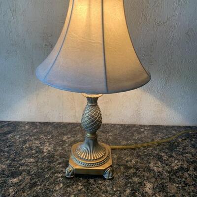 Gold Tone Pineapple Base Small Lamp with Shade