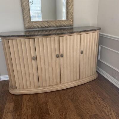 Curved Front Entry Cabinet w Marble Style Top