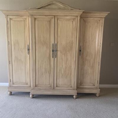 Extra Large Light Wood Finish Armoire