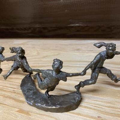 Bronze Sculpture of 4 Children Playing