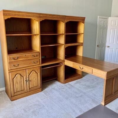 Executive Office System with Storage and L Shaped Computer Desk