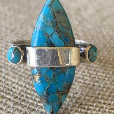 Sterling Silver Ring with Turquoise Size 8.5