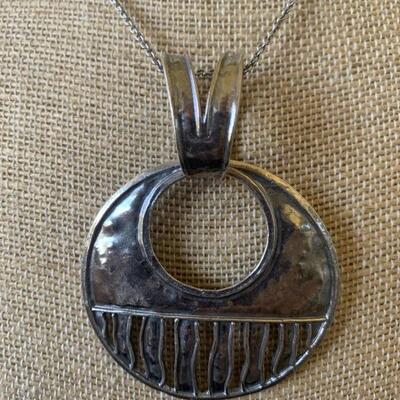 Large Sterling Silver Pendant on 20in Sterling Chain