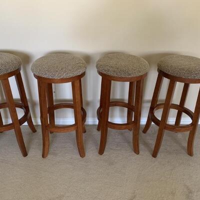 (4) Round Wooden Barstool with Padded Tops