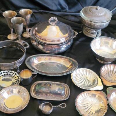 Large Lot of Silver Plate Serving Pieces