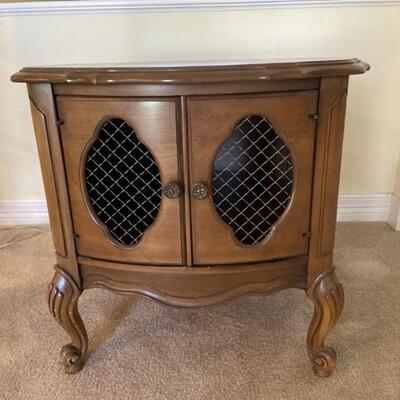 Small Vintage Cabinet with Wire Mesh Insert Doors