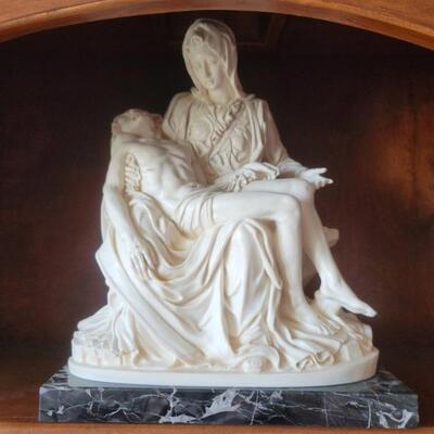 La PietÃ¡ Reproduction after Michelangelo
Alabaster on Marble by Sculptor G. Rugger, Italy