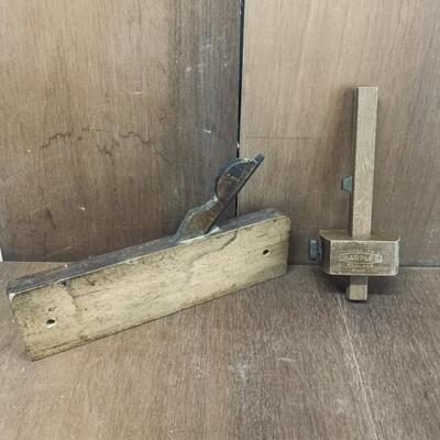 (2) Vintage Wood Plane & Mortice and Marking Guide