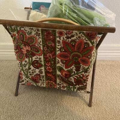 Vintage Cloth Sewing/Knitting Folding Basket 