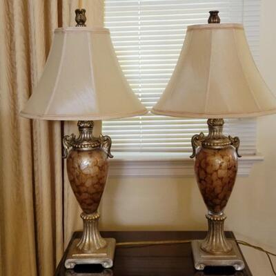 (2) Neoclassical Urn Style Lamps with Shades