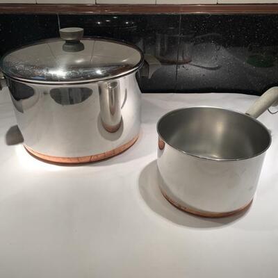 (2) Revere Ware Copper Bottom Lidded Pot & Pan