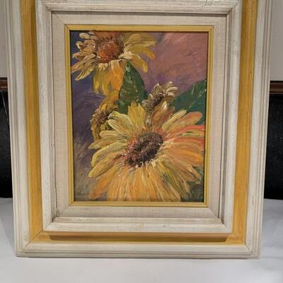 Framed Sunflower Painting