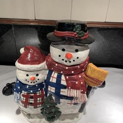 Ceramic Holiday Snowman Cookie Jar