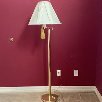 Floor Standing Brass Tone Lamp with Shade & Tassle