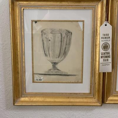 (2) Gilt Gold Framed Pictures with Award Ribbons by an Award Winning Local Artist