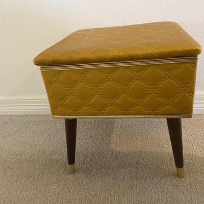 Vintage Hawkeye Sewing Stool with Sewing Notions