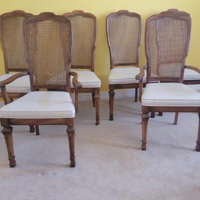 (6) Cane Back Dining Chairs with 2 Armchairs