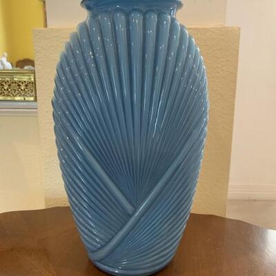 12in Blue Ceramic Vase
