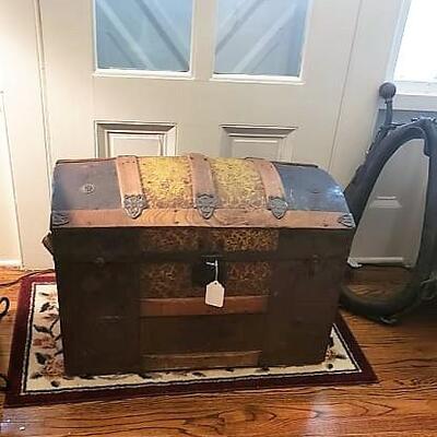 Antique Dome Top Steamer Trunk Chest