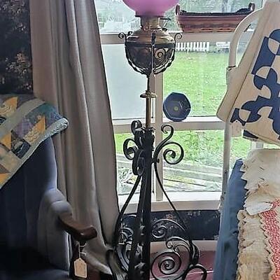 Tall Antique Iron Lamp