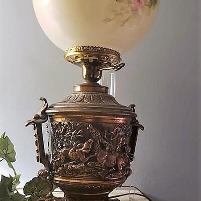 Vintage Brass Lamp with Round Globe