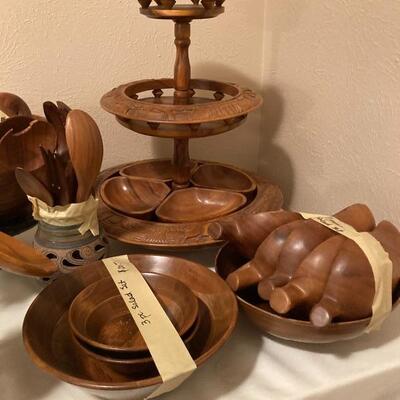 Monkey Pod serving trays and bowls