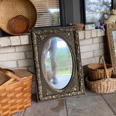Rectangular mirror and picnic basket