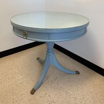 Round Grey/Blue Table with Mirror Top. 30