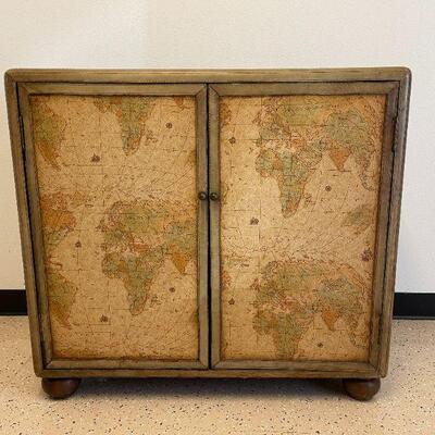 Beautiful Map Cabinet with Leather Trim. 36