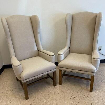 Linen High-Back Wing Chairs (2 Available) 25