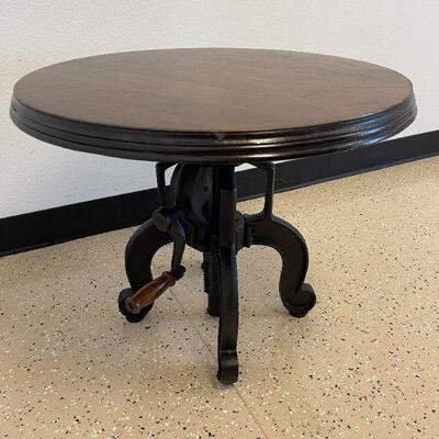 Cool Industrial Adjustable Table with Hand Cranked Height Adjustment.  29