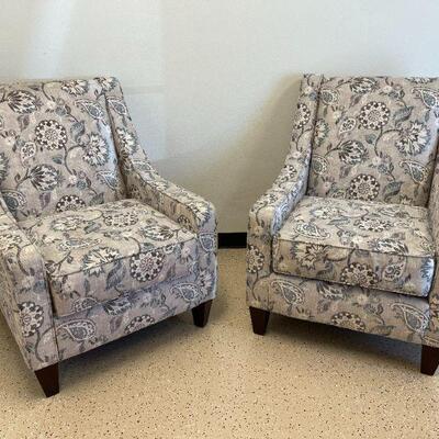 King Charles Paisley Blue & Grey Chairs (2 Available).  31