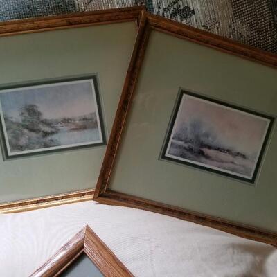 Framed watercolors, landscapes