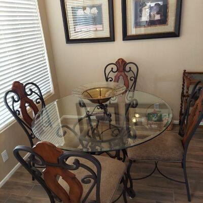 Glasstop table with chairs $450