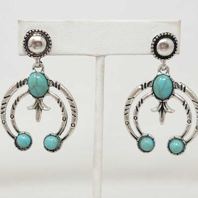 #962 • Turquoise Squash Blossom Earrings
