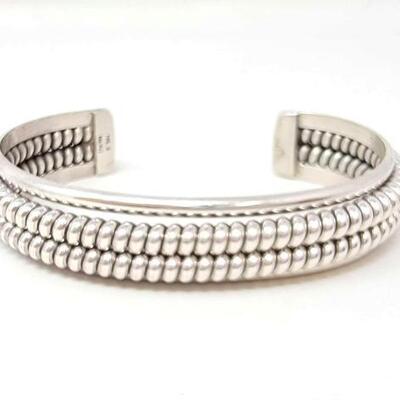 #642 • Vintage Native American Navajo Double Coil Sterling Silver Cuff. Weighs Approx 38.0g Approx Cuff Size 2.5